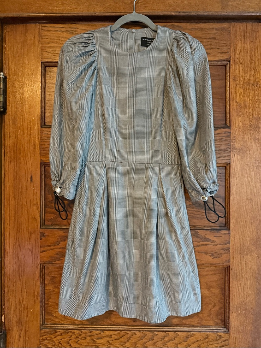 MOTHER OF PEARL Houndstooth Puff Sleeve Schoolgirl Dress Lyocell US 2/4